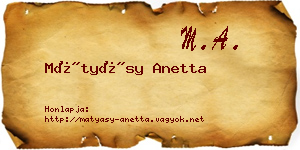 Mátyásy Anetta névjegykártya